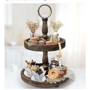 Rustic Two-Tier Wooden Serving Tray